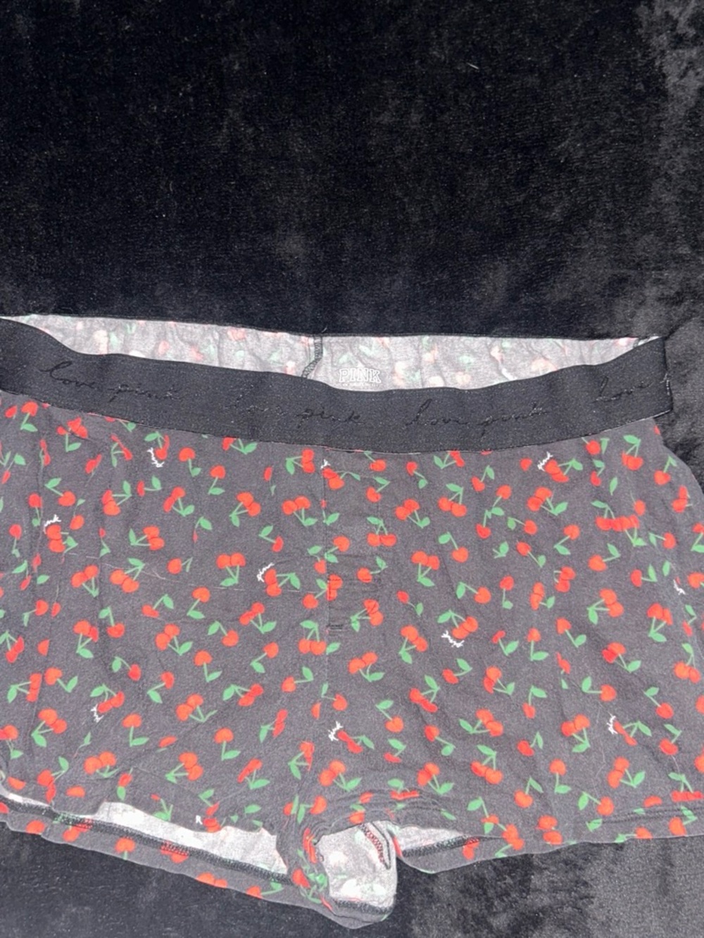 PINK Victoria's Secret Gray Cherry Print Sleepwear Top